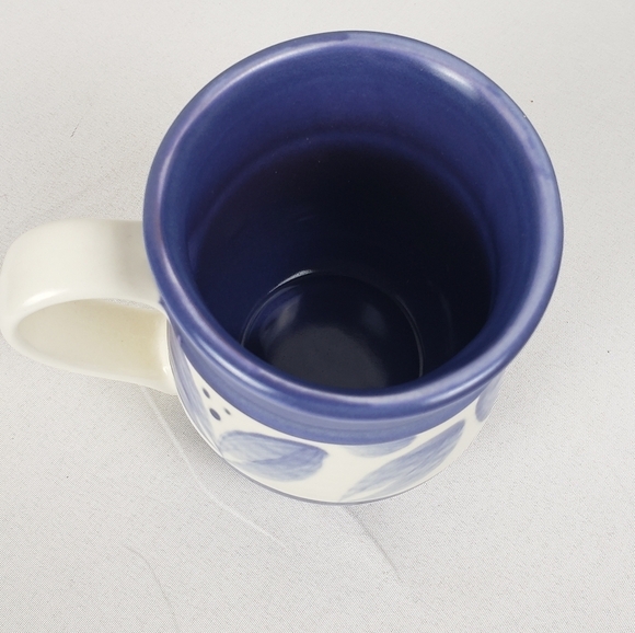 NWOT PFALTZGRAFF Villa Flora Blue Leaves Stoneware Coffee Mugs Set of 4 - Picture 5 of 12